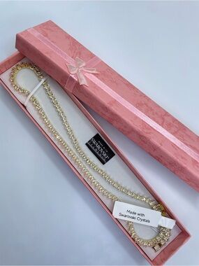 Swarovski Crystal Elements White Crystal Tennis Necklace Formal Elegant
